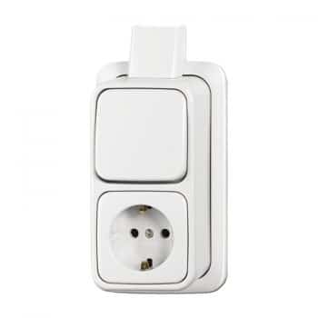 Busch-J Opb. Combinatie Wcd Ra. Wissel 2601/6/2300 eapjw Echt Wit