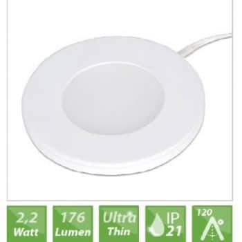 Meubelspot Puck Ledspot 12V 2.2W 4000K 50L/Pw 7Mm Inbouw en  Opbouw Wit Gatmaat 52mm