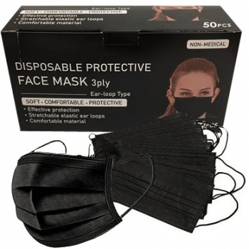 Mondkapje wegwerp 50 stuks in doos zwart