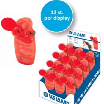Velamp Hand ventilator 2xAA bat bladen van zacht rubber rood 12st. dis