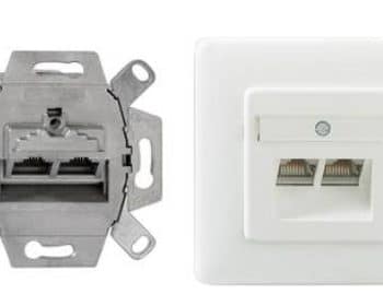 Utp Wcd Inbouw Isdn 2-Voudig 8P8C Rj45 Cat6 Inclusief Afdekplaat Echt Wit