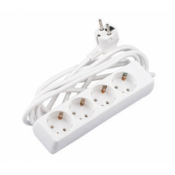 Greenline Tafelcontactdoos Tcd 4-Voudig Ra 5meter Snoer 45Gr Wit 3x1mm2 max 2500W