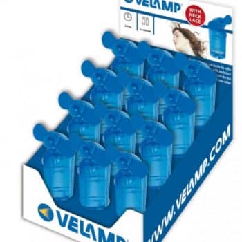 Velamp Hand Ventilator 2xAA bat bladen van zacht rubber Blauw 12st dis