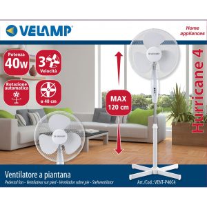 Staande Ventilator Wit 40CM 3 Standen hoogte 103cm -129cm Velamp - Afbeelding 8