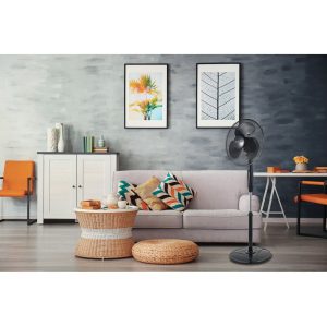 Staande Ventilator Zwart 40CM 3 Standen 103cm -129cm Velamp incl A.B - Afbeelding 5