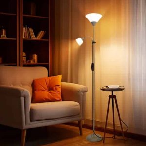 Aigostar Tweekoppige vloerlamp E14+ E27  B10306P41 grijs wit - Afbeelding 2