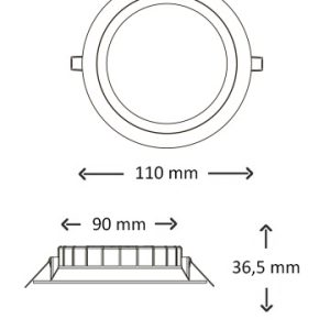 Inter- Led Downlight Easyfit 8W 3000K 650L 110(90)x36.5 Ex Driver Dim - Afbeelding 3