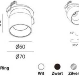 Yela- Jade Cilinder Inb. Spot Led Hout/zwart 8W Dim 36Gr 78(70mm) DTW - Afbeelding 4