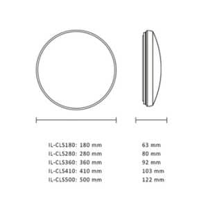 Interlight Plafondlamp Led 8W CCT 3/4/5K 595-600L IP64 Ø180 No-Dim - Afbeelding 2