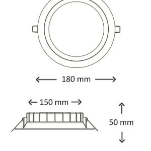 Inter- Led Downlight Easyfit 15W 4000K 1500L 180(150)x36.5 Ex Driver D - Afbeelding 3