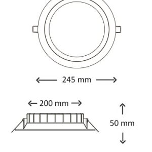 Inter- Led Downlight Easyfit 20W 3000K 2000L 245(200)x50 Ex Driver Dim - Afbeelding 3