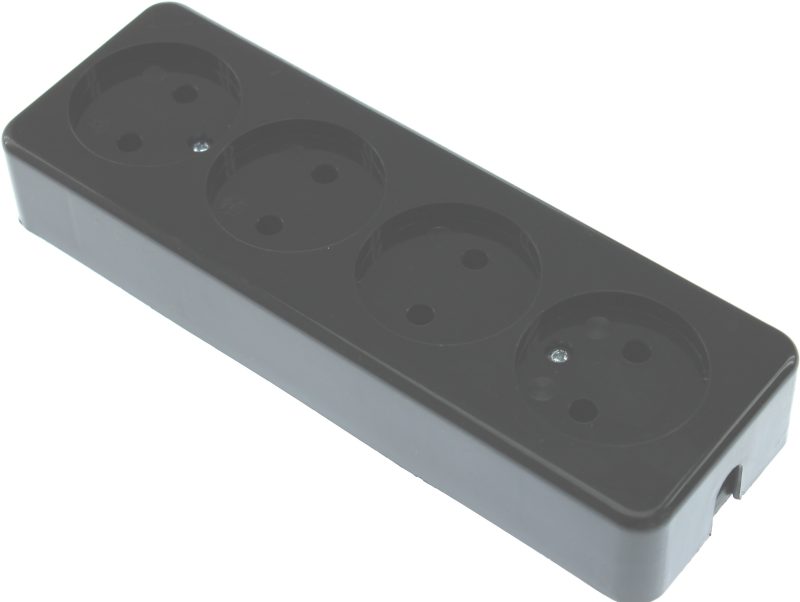 Kaiser Tafelcontactdoos Tcd 4-Voudig 2x1.0Mm 2.0Mtr Snoer Vierkant Zwart 510
