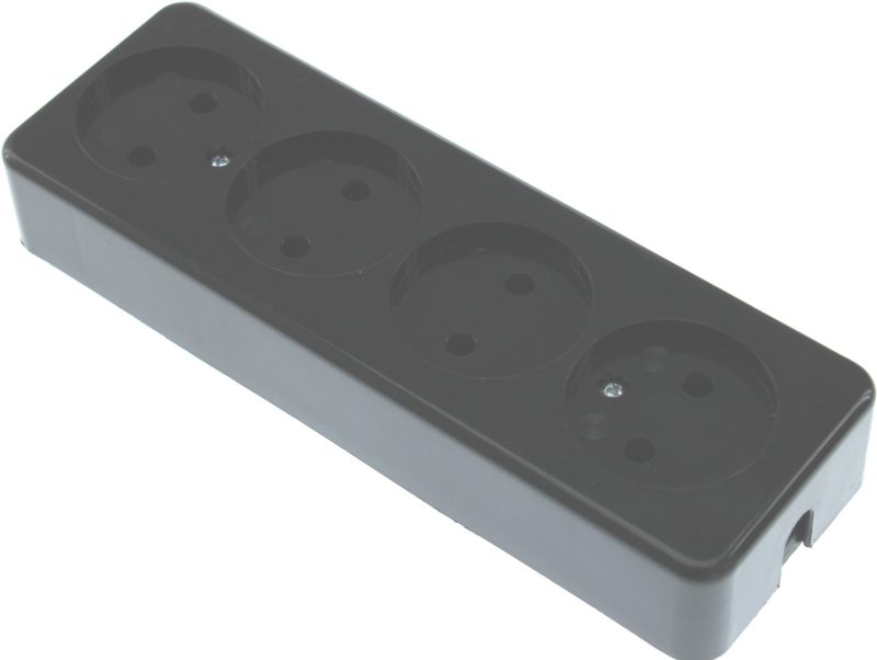 Kaiser Tafelcontactdoos Tcd 4-Voudig 2x1.0Mm 2.0Mtr Snoer Vierkant Zwart 510