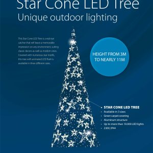 Tro- 580-069 Led Star Cone Tree 200X78X78 Green Carpet 70 Led
