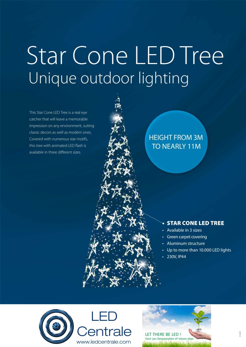 Tro- 580-069 Led Star Cone Tree 200X78X78 Green Carpet 70 Led