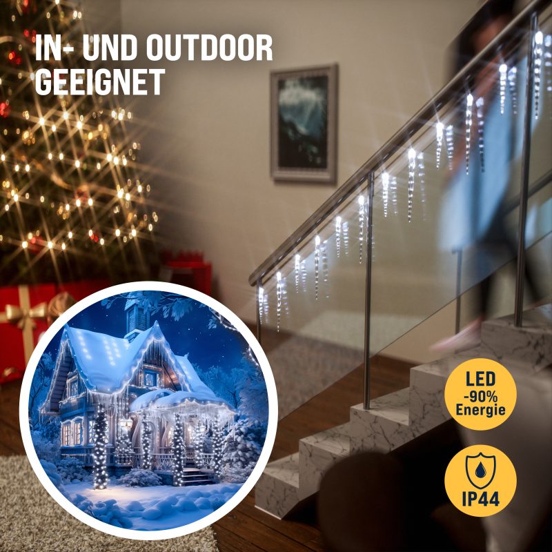 Tro- Kerst 005-028 Icicle Light Retail 200x80Cm Ww Led Zwart Wire