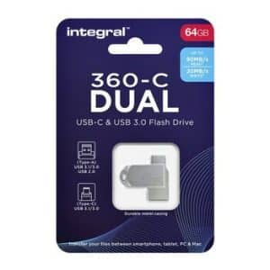 Integral Geheugen USB- Stick 64Gb Dual Metal USB 3.0 /  USB-C