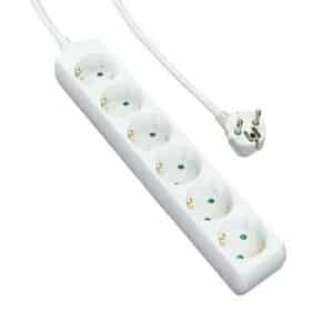 Greenline Tafelcontactdoos Tcd 6-V Ra. 3.0Mtr Snoer 45Gr Wit 3x1.5mm2