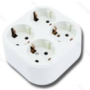 Aigostar Wandcontactdoos Duits Opbouw 4-V Met Ra. Vierkant Wit 179397