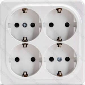 Aigostar Wandcontactdoos Duits Opbouw 4-V Met Ra. Vierkant Wit 218584