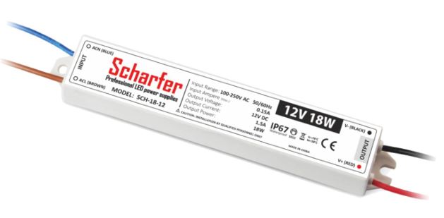 Scharfer Led Driver Power Supply 12V 18VA No-dim IP67 1 Scharfer Led Driver Power Supply 12V 18VA No-dim IP67