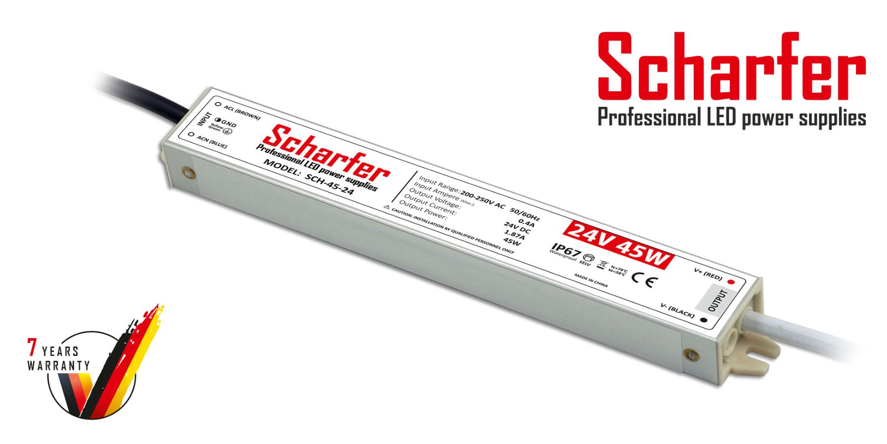 Scharfer Led Driver Power Supply 24V 45VA No-dim IP67 Metal 1 Scharfer Led Driver Power Supply 24V 45VA No-dim IP67 Metal