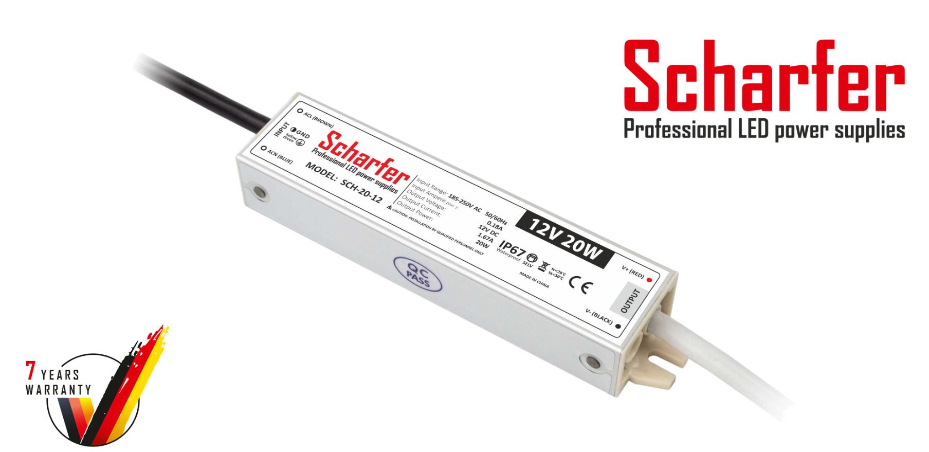 Scharfer Led Driver Power Supply 12V 20VA No-dim IP67 Metal 1 Scharfer Led Driver Power Supply 12V 20VA No-dim IP67 Metal