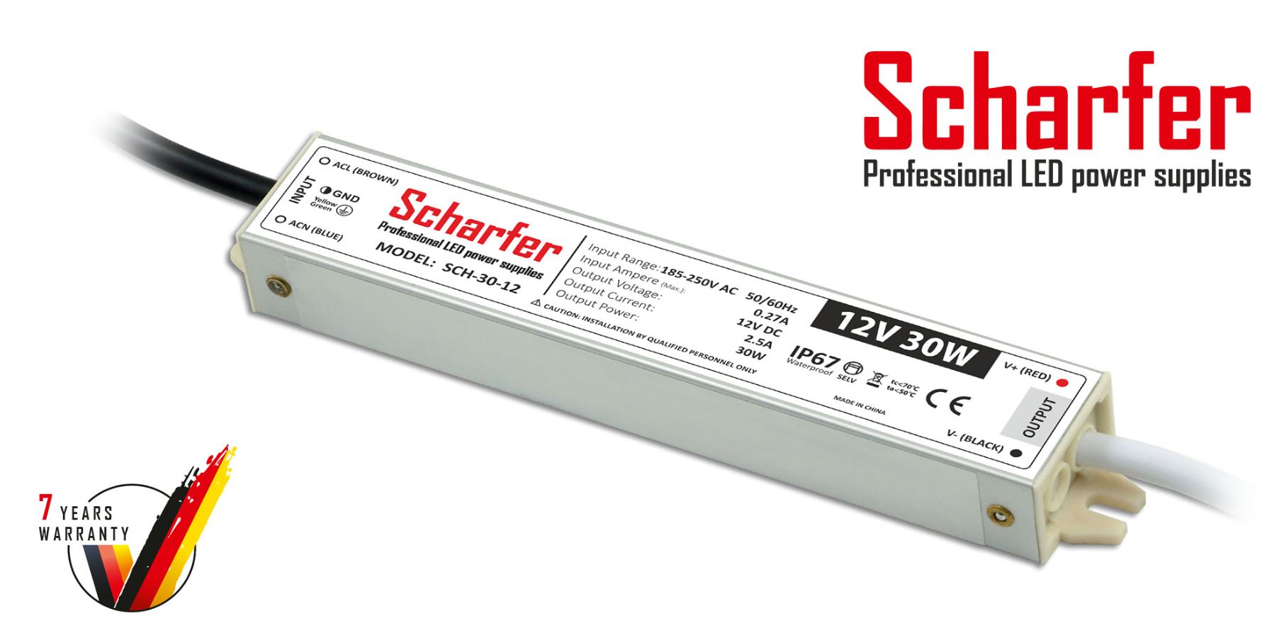 Scharfer Led Driver Power Supply 12V 30VA No-dim IP67 Metal 1 Scharfer Led Driver Power Supply 12V 30VA No-dim IP67 Metal