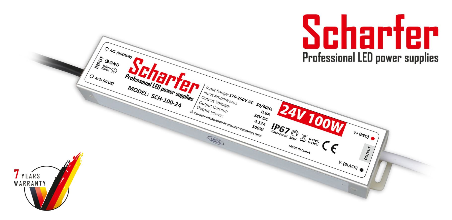 Scharfer Led Driver Power Supply 24V 100VA No-dim IP67 Metal 1 Scharfer Led Driver Power Supply 24V 100VA No-dim IP67 Metal