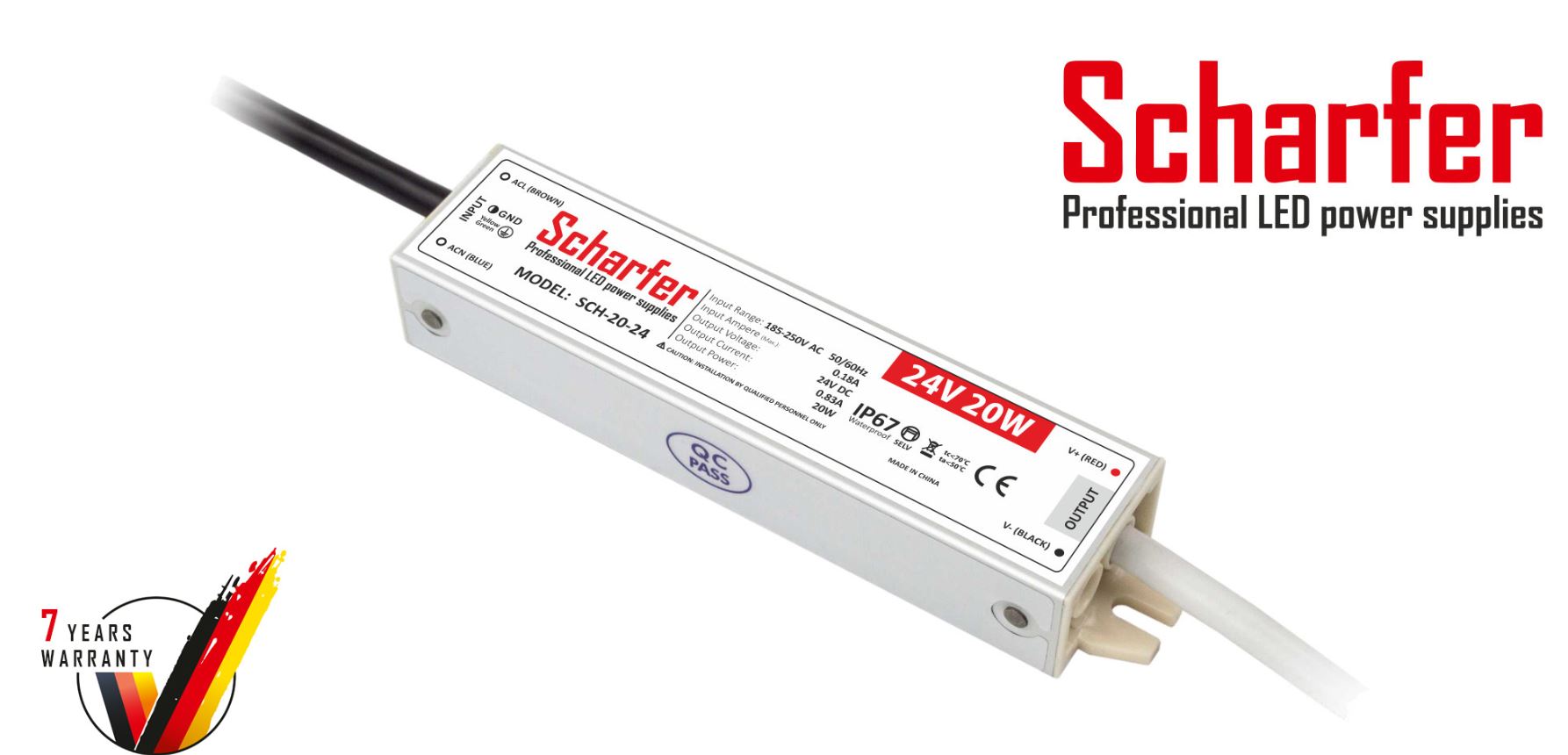 Scharfer Led Driver Power Supply 24V 20VA No-dim IP67 Metal 1 Scharfer Led Driver Power Supply 24V 20VA No-dim IP67 Metal