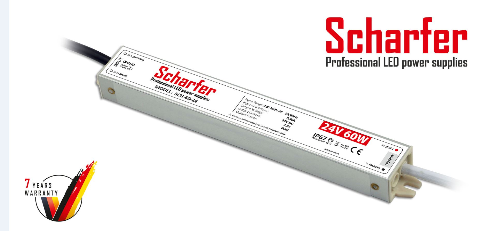 Scharfer Led Driver Power Supply 24V 60VA No-dim IP67 Metal 1 Scharfer Led Driver Power Supply 24V 60VA No-dim IP67 Metal